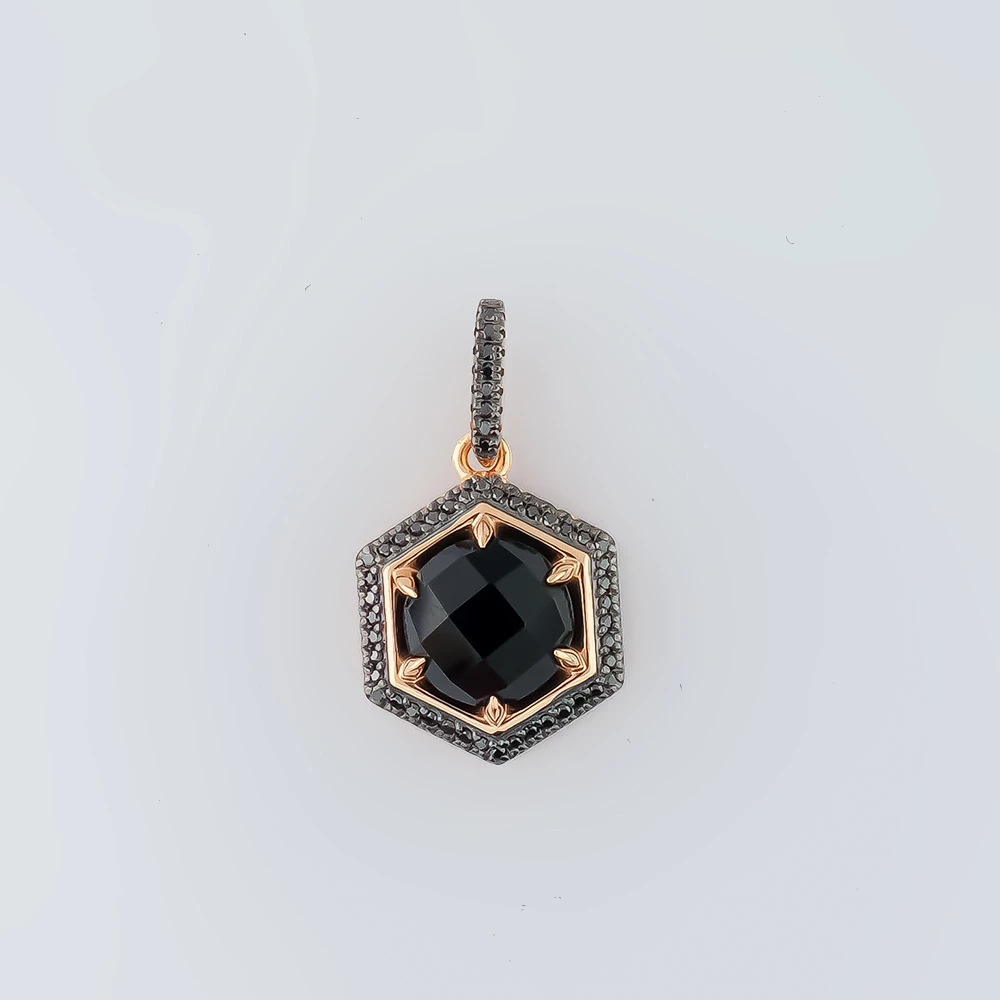 Подвес с агатом из красного золота 585 пробы