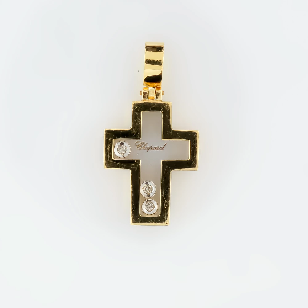 Подвес с фианитом из желтого золота 585 пробы