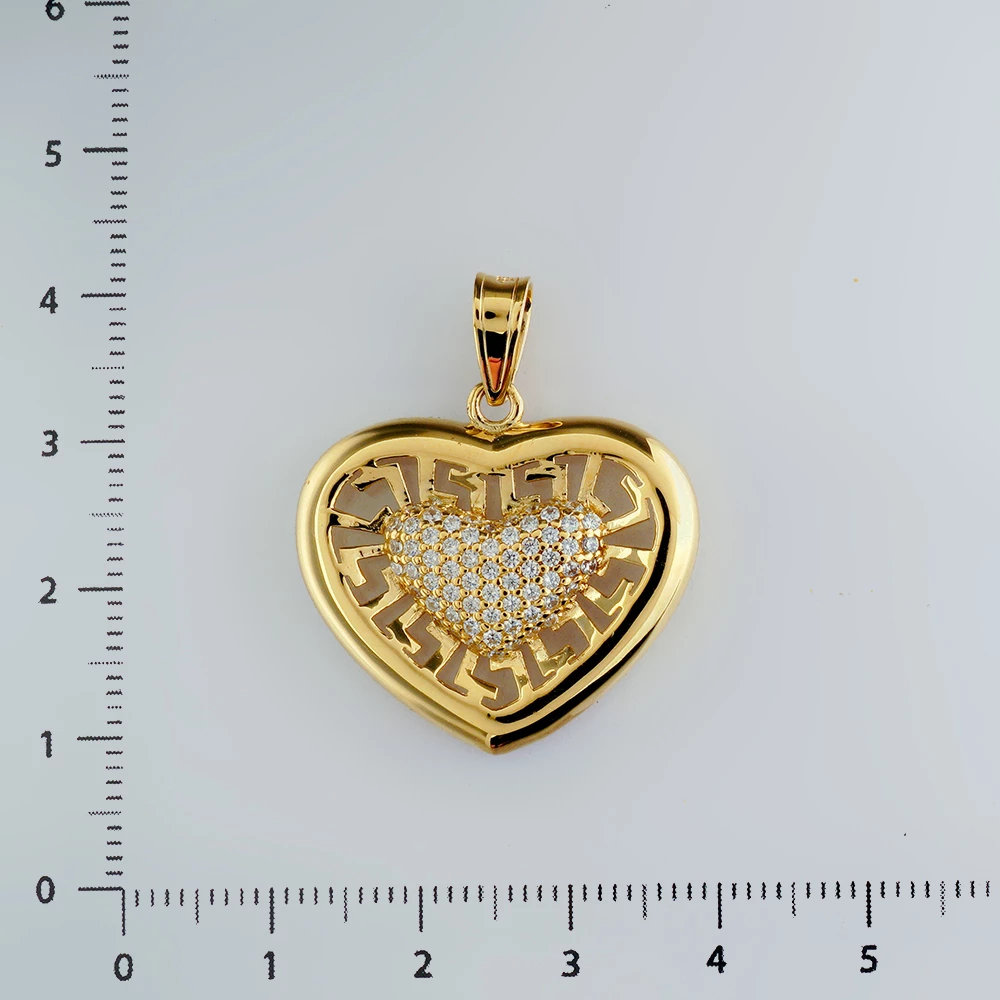 Подвес с фианитом из желтого золота 585 пробы