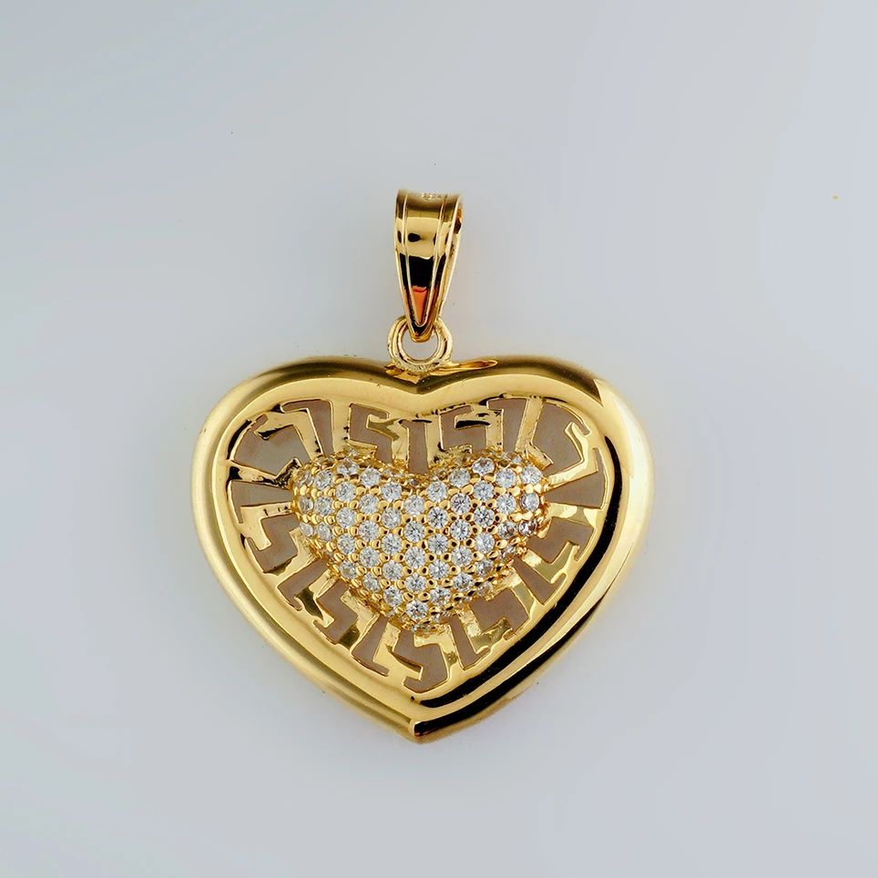 Подвес с фианитом из желтого золота 585 пробы