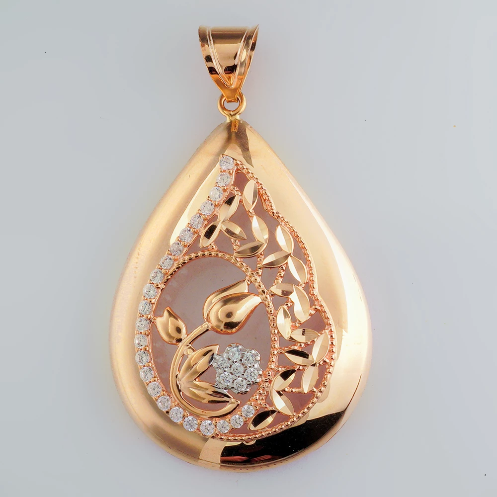 Подвес с фианитом из красного золота 585 пробы