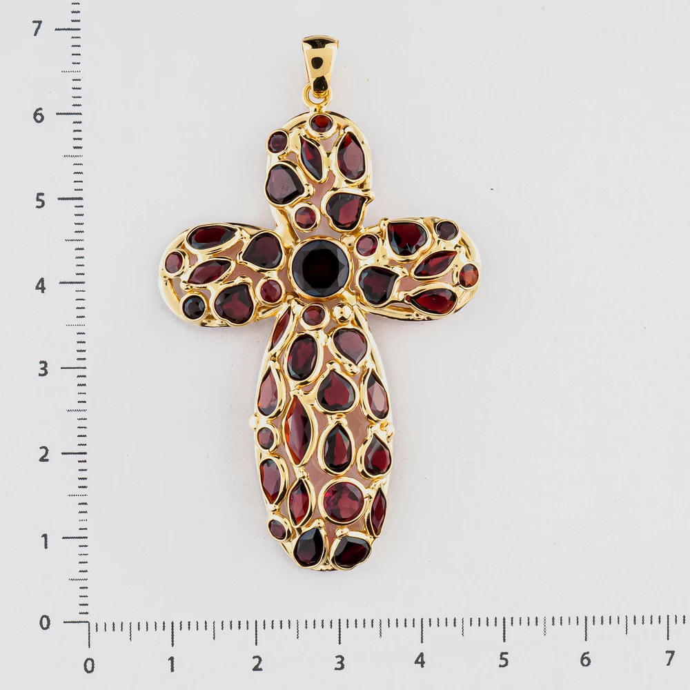 Подвес с гранатом из желтого золота 585 пробы