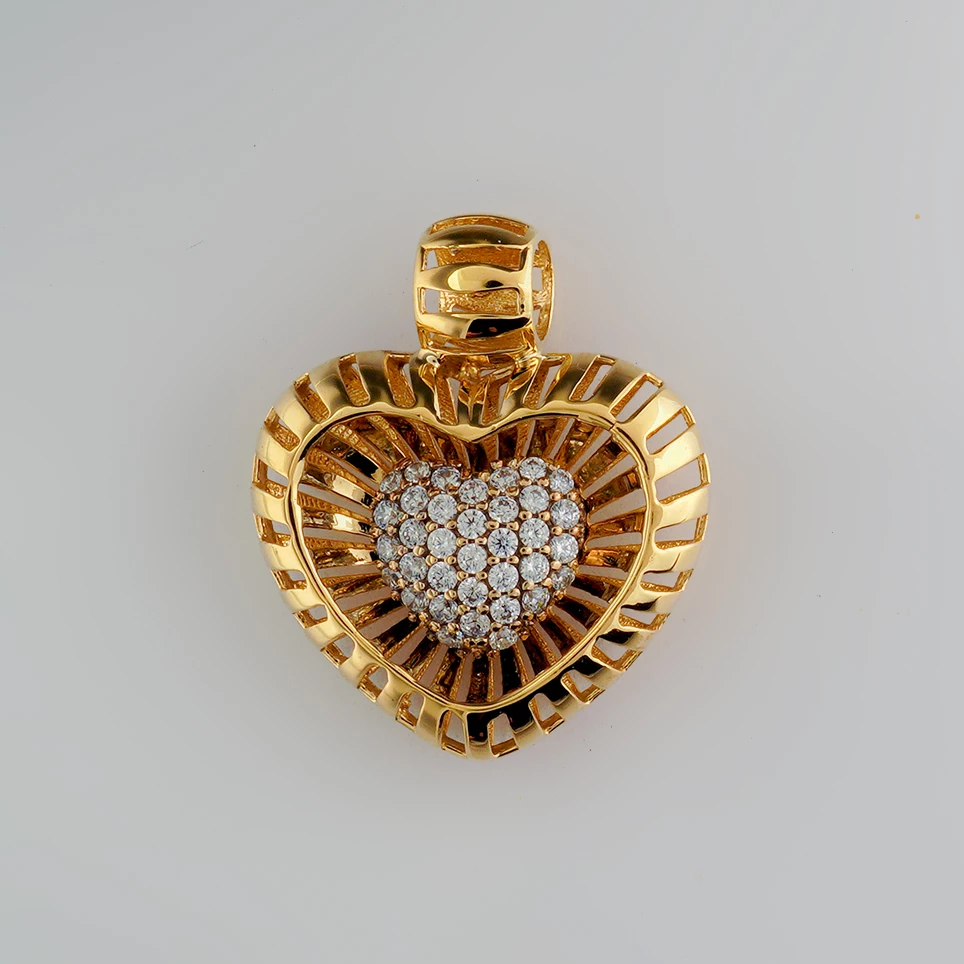 Подвес с фианитом из желтого золота 585 пробы