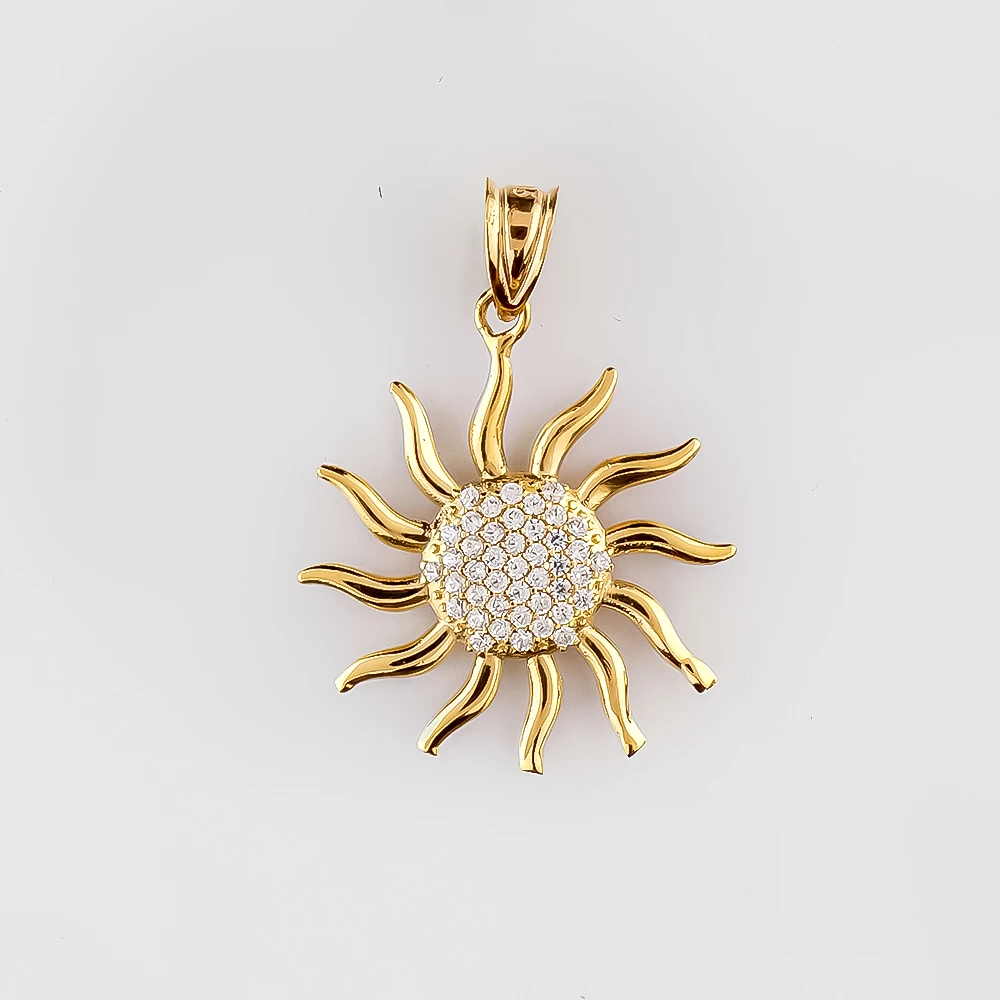 Подвес с фианитом из желтого золота 585 пробы