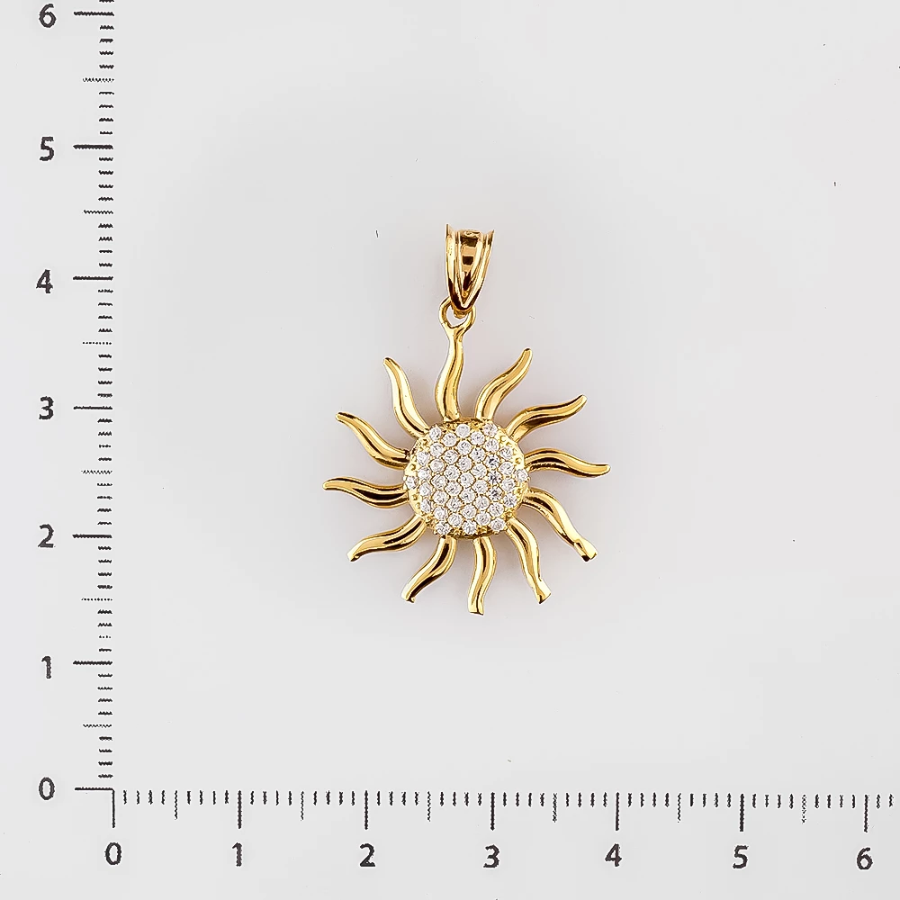 Подвес с фианитом из желтого золота 585 пробы