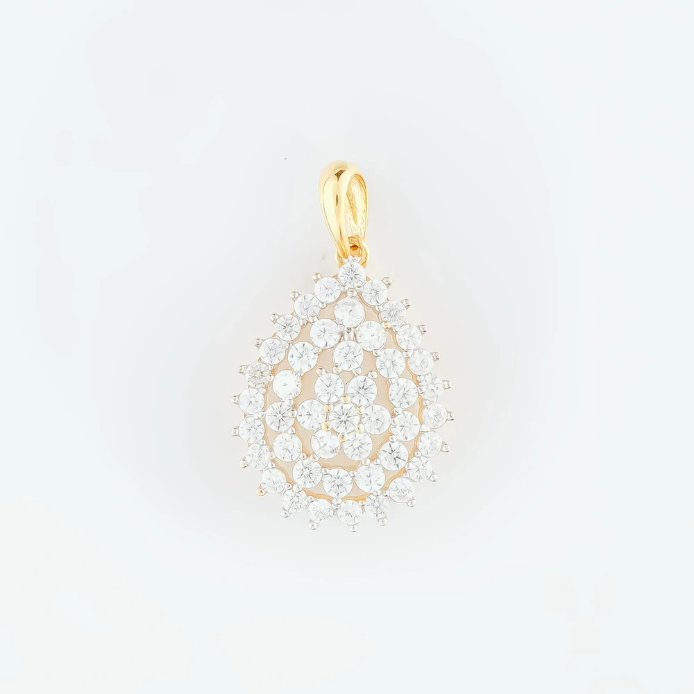 Подвес с фианитом из желтого золота 585 пробы
