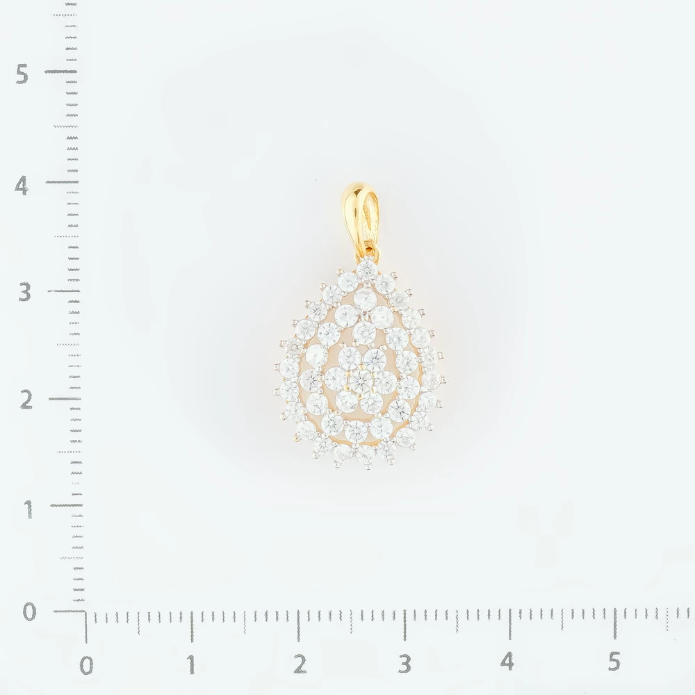 Подвес с фианитом из желтого золота 585 пробы