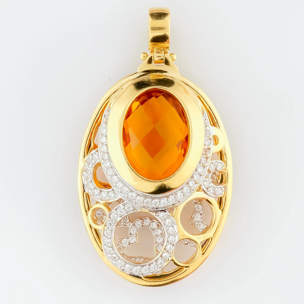 Подвес с ситаллом из желтого золота 585 пробы