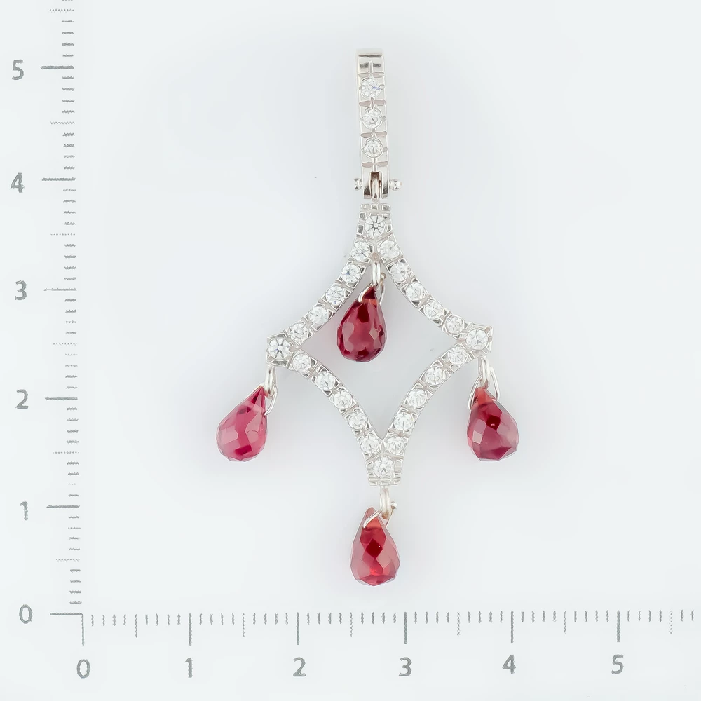 Подвес с фианитом из белого золота 750 пробы