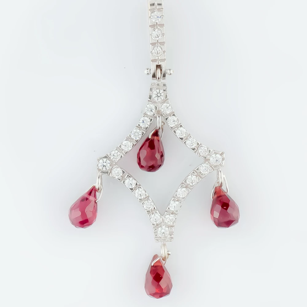 Подвес с фианитом из белого золота 750 пробы