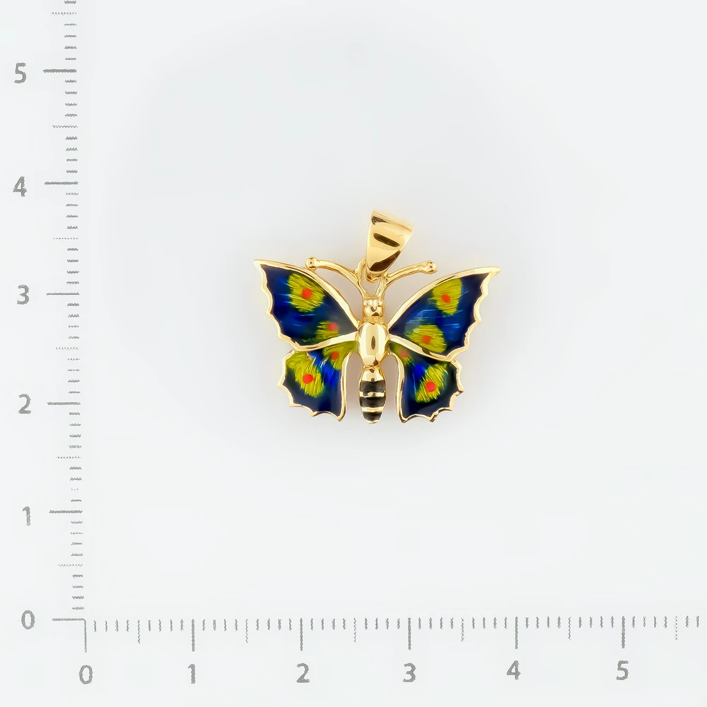 Подвес с эмалью из желтого золота 585 пробы