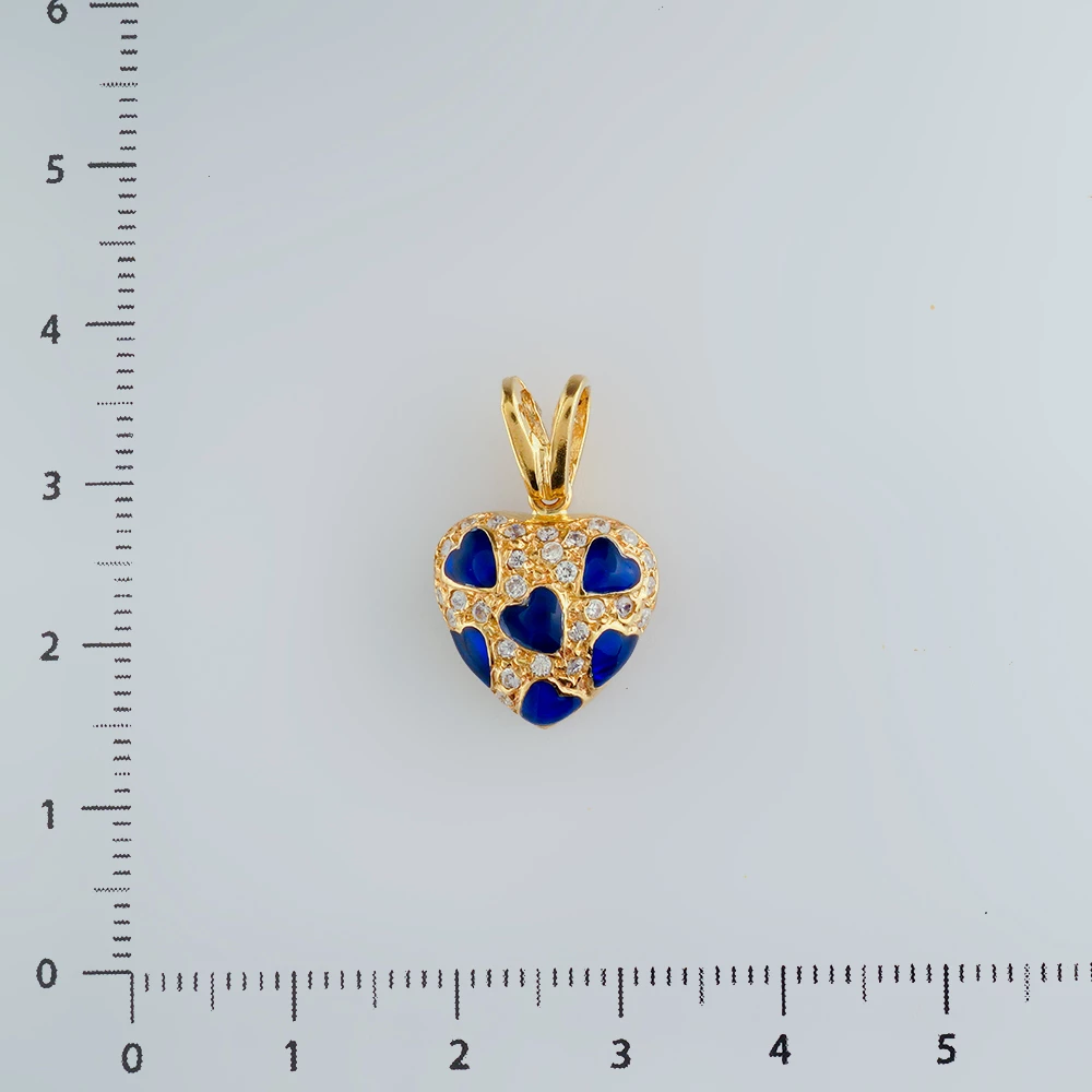 Подвес с эмалью из желтого золота 585 пробы