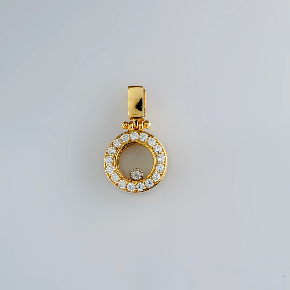 Подвес с фианитом из желтого золота 585 пробы