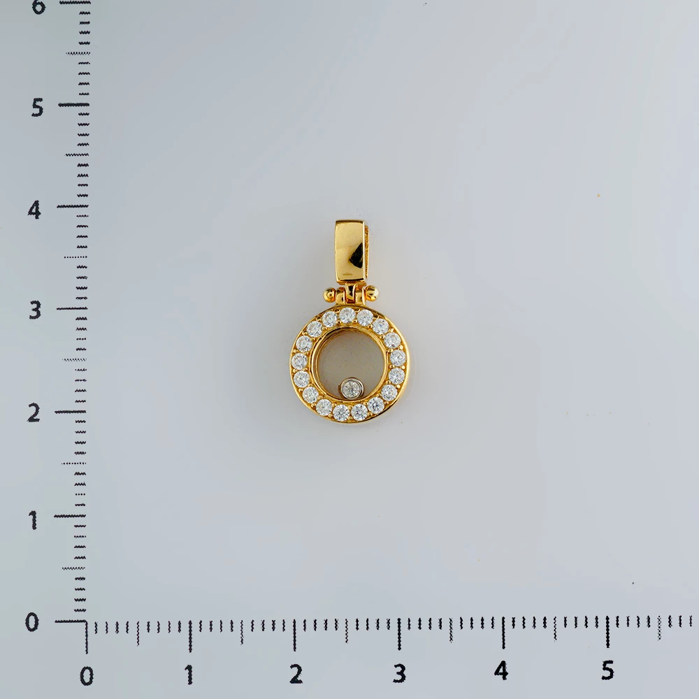 Подвес с фианитом из желтого золота 585 пробы