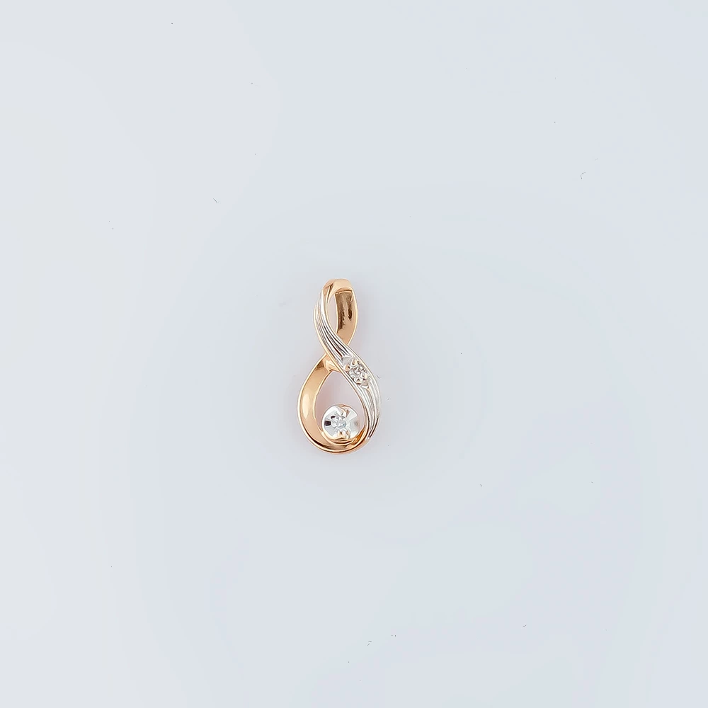 Подвес с бриллиантом из красного золота 585 пробы