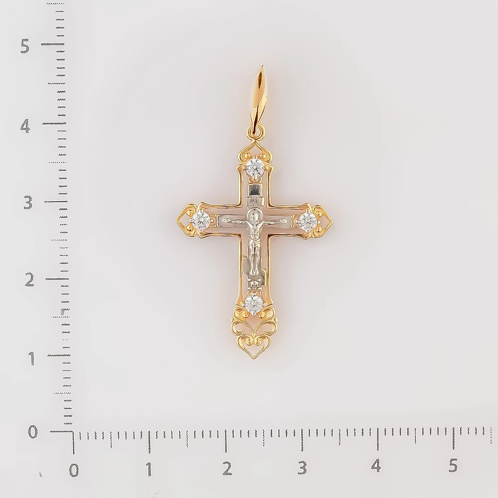 Подвес с фианитом из красного золота 585 пробы