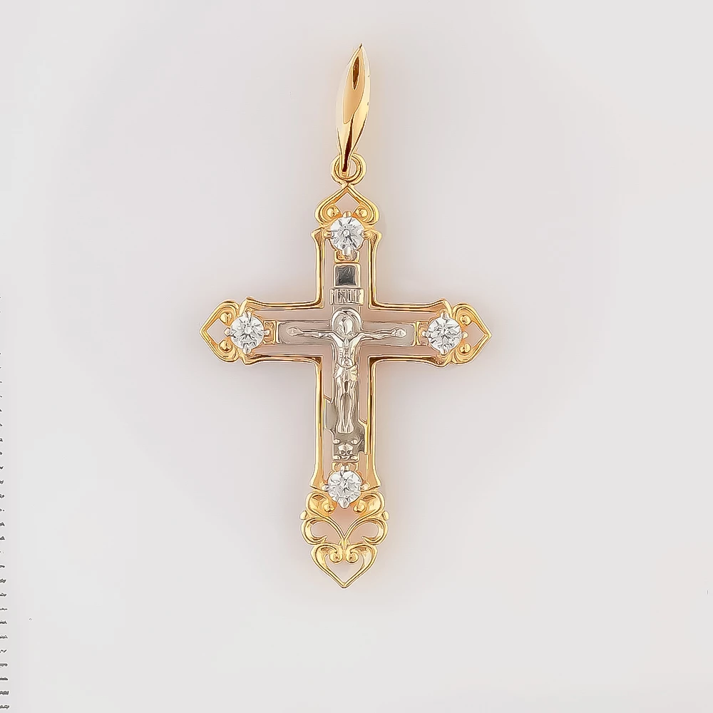 Подвес с фианитом из красного золота 585 пробы