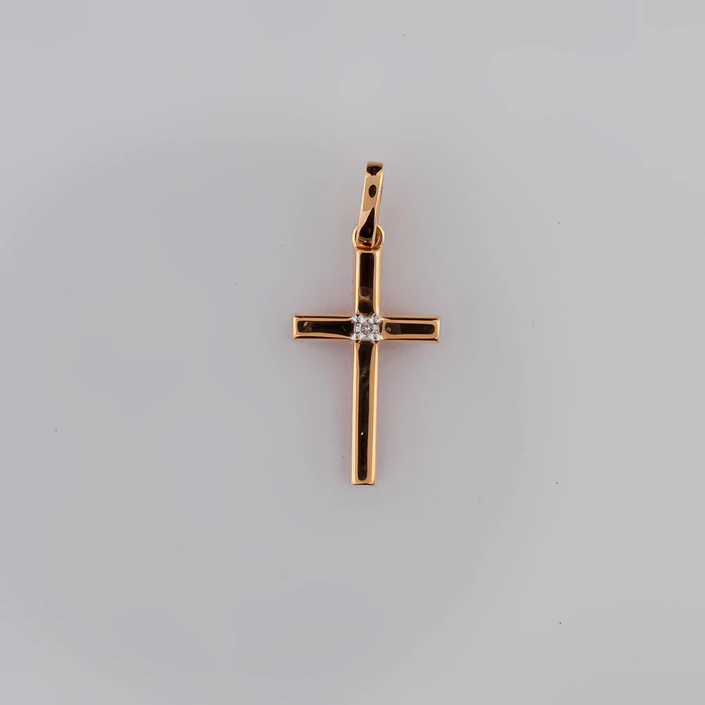 Подвес с бриллиантом из красного золота 585 пробы