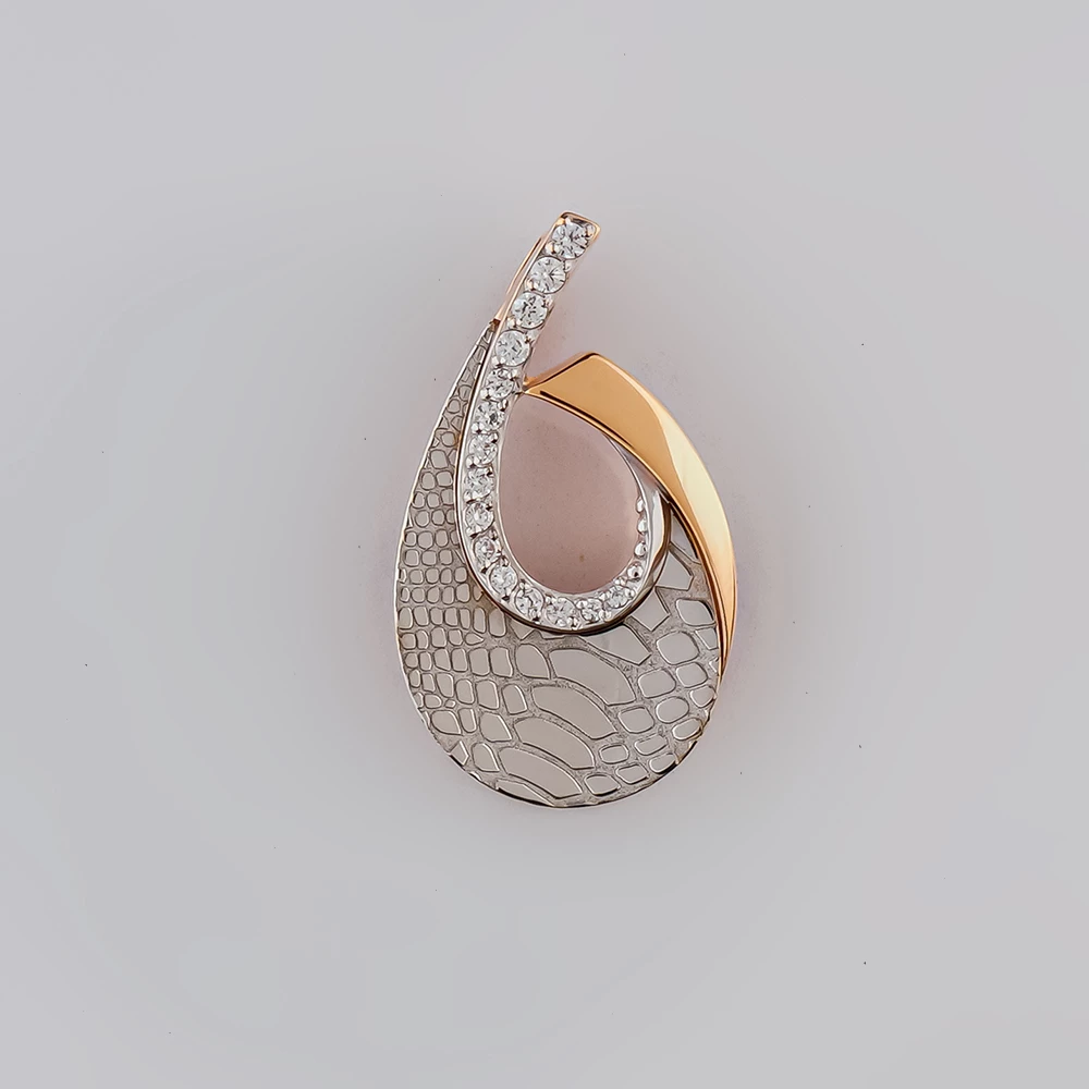 Подвес с фианитом из красного золота 585 пробы