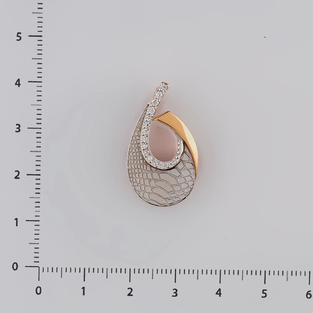 Подвес с фианитом из красного золота 585 пробы