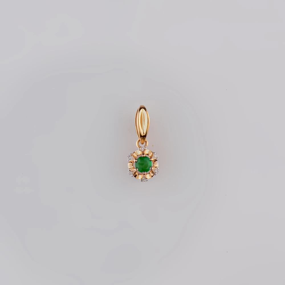 Подвес с изумрудом из красного золота 585 пробы