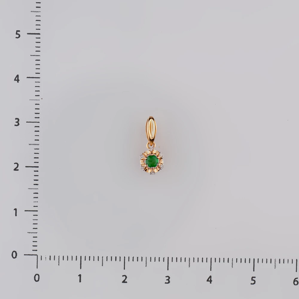 Подвес с изумрудом из красного золота 585 пробы