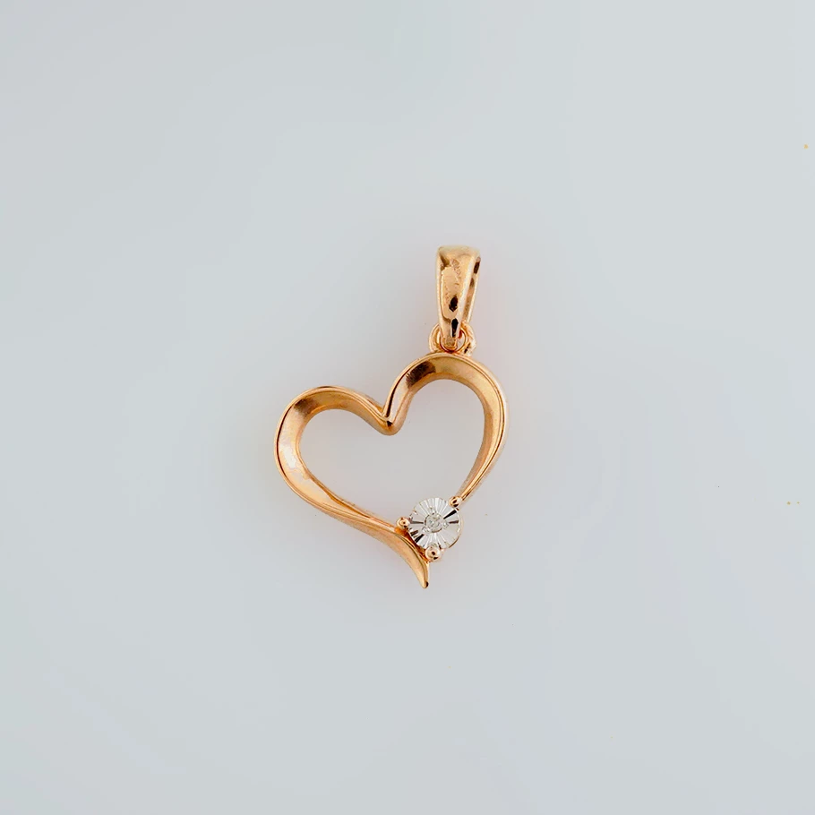 Подвес с бриллиантом из красного золота 585 пробы