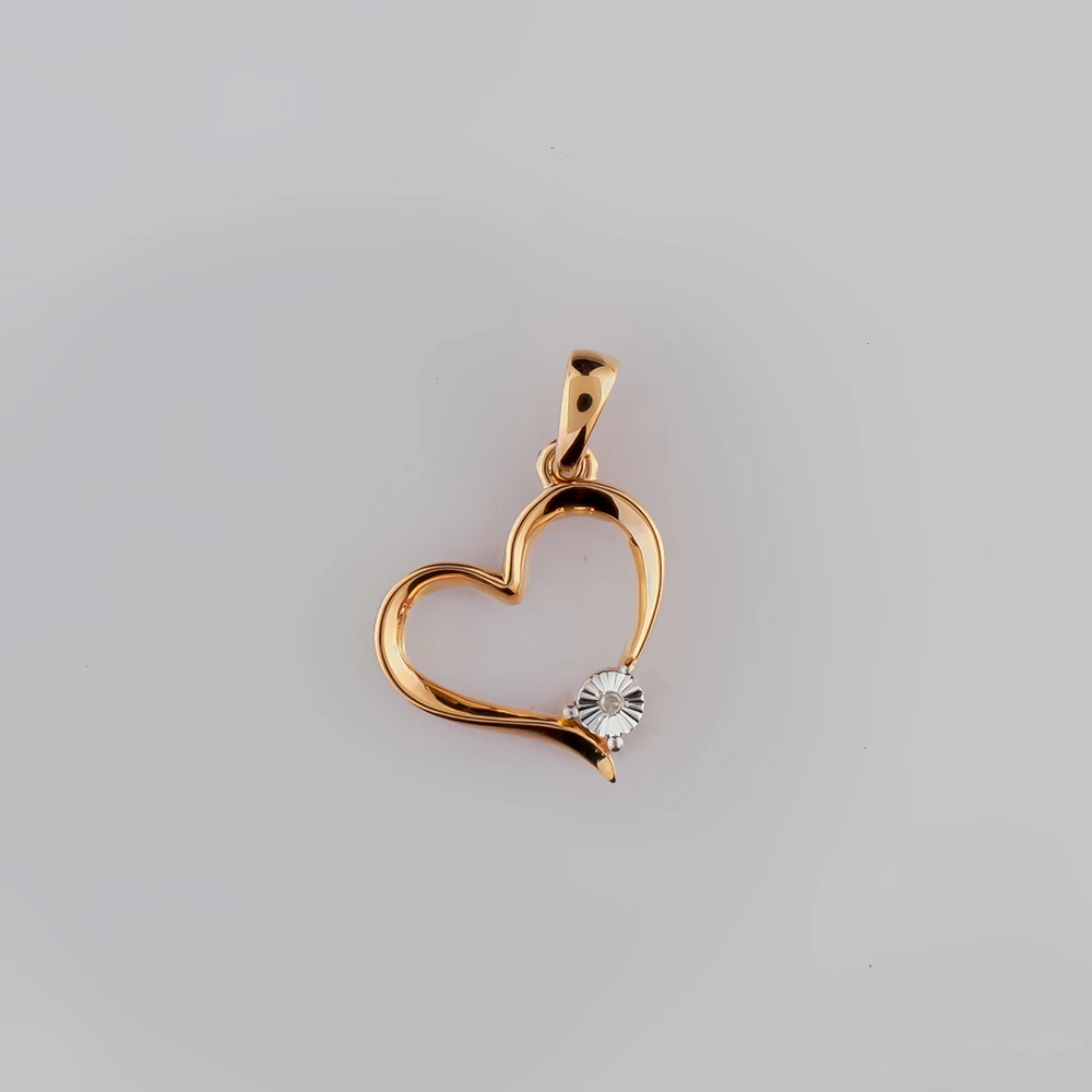 Подвес с бриллиантом из красного золота 585 пробы