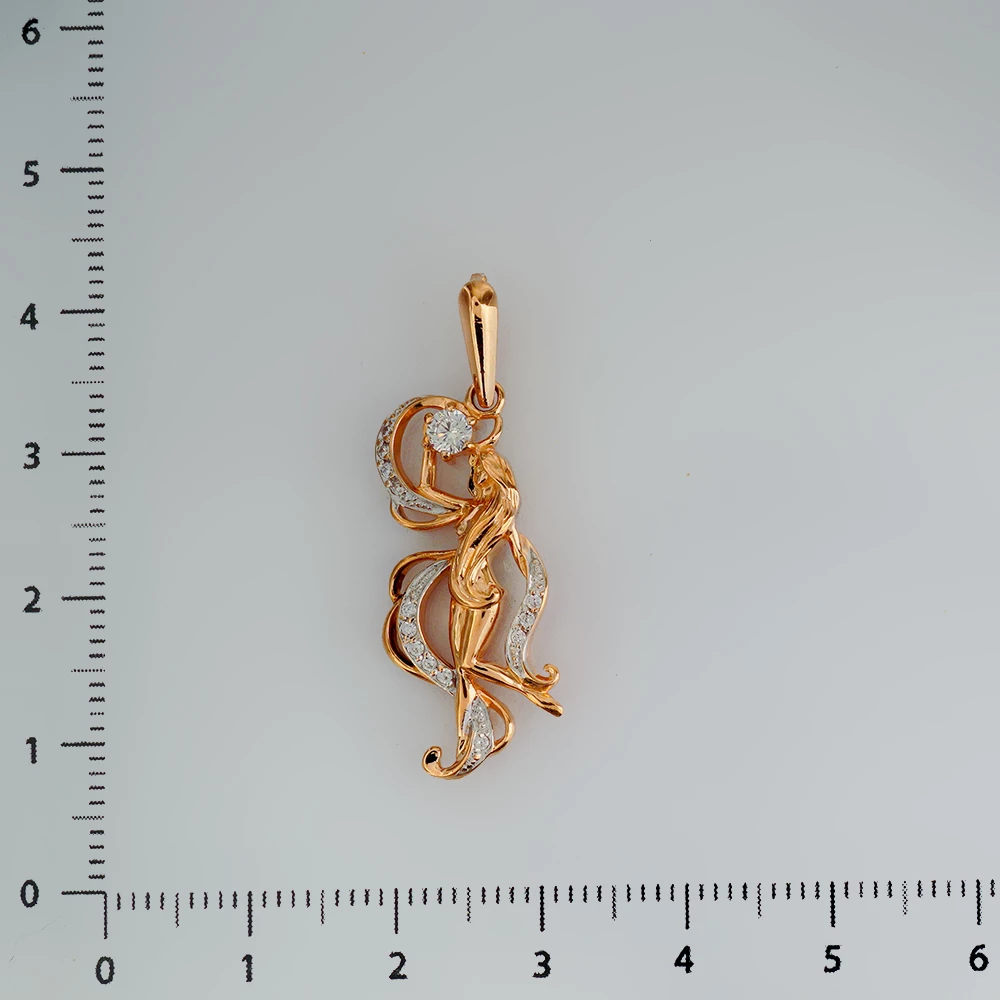 Подвес с фианитом из красного золота 585 пробы