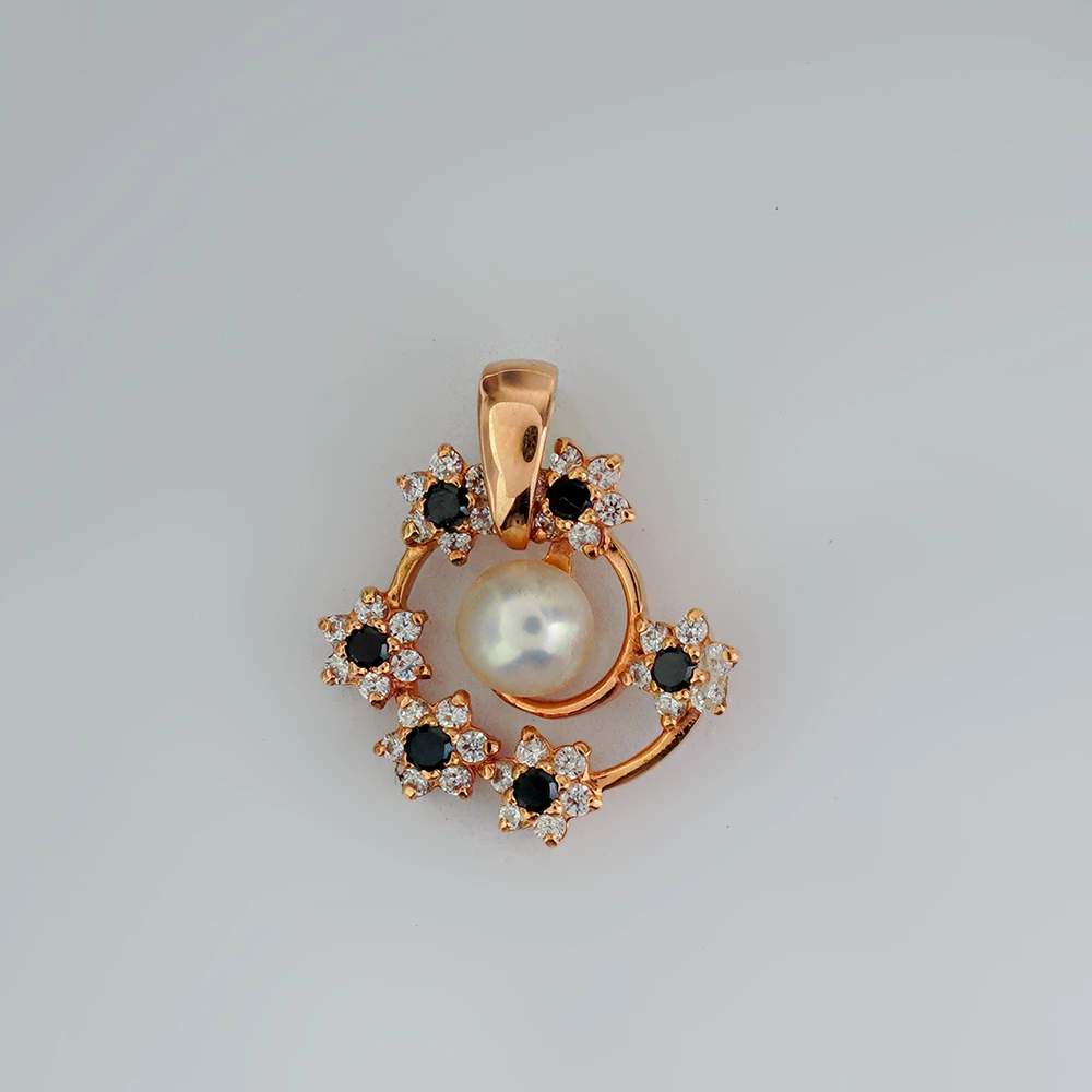 Подвес с культивированным жемчугом из красного золота 585 пробы