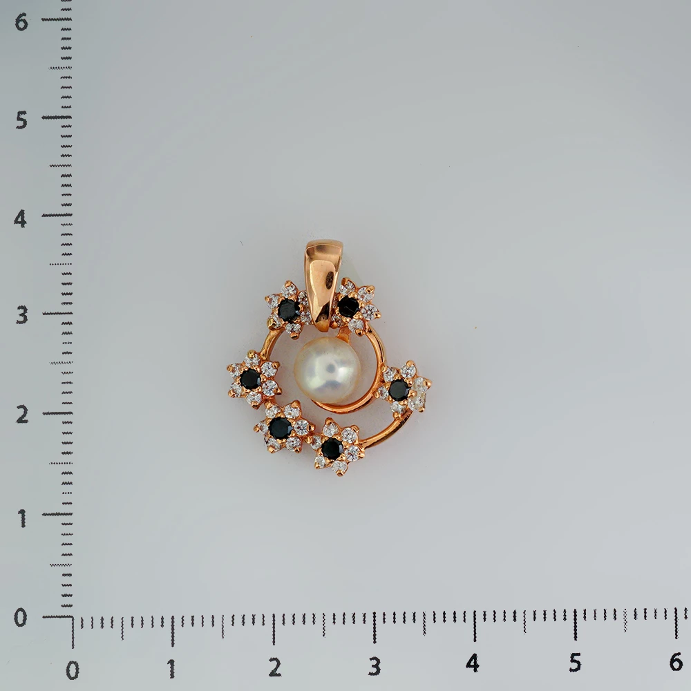 Подвес с культивированным жемчугом из красного золота 585 пробы