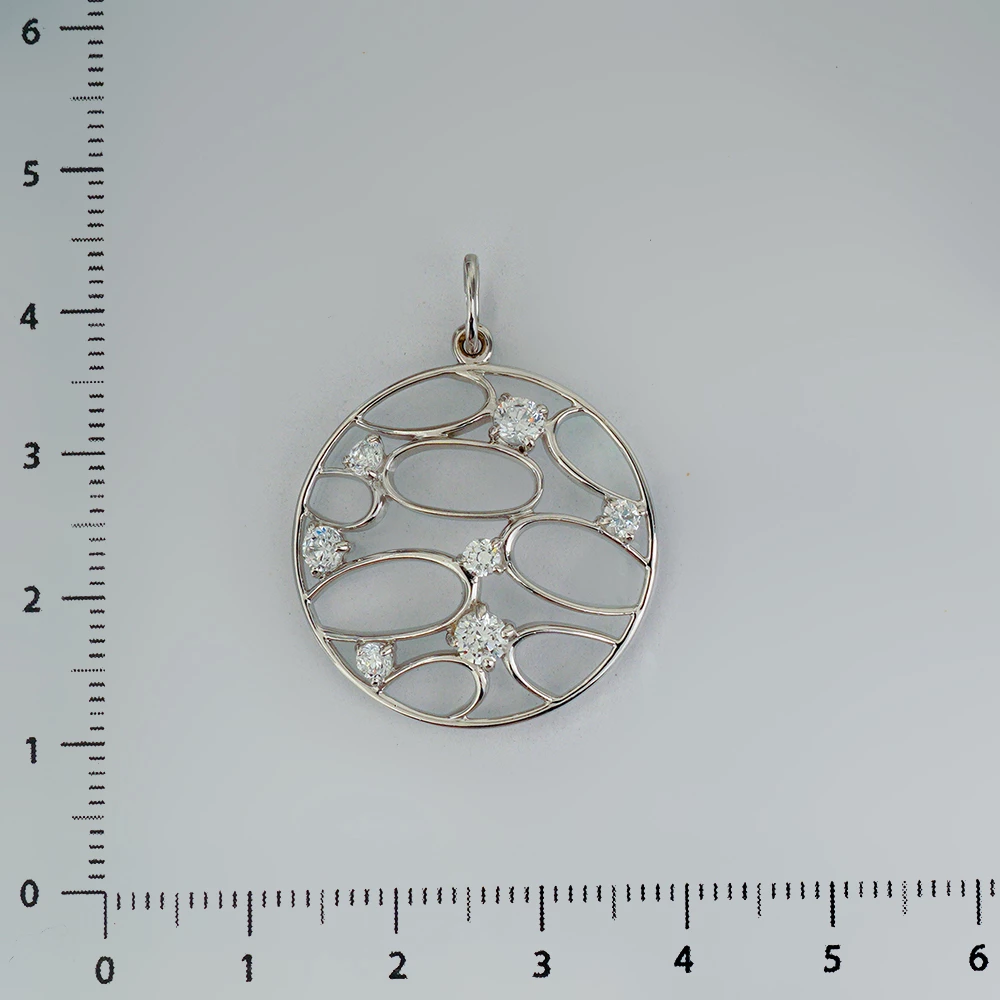 Подвес с фианитом из белого золота 585 пробы