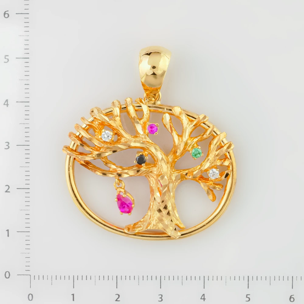 Подвес с рубином синтетическим из желтого золота 585 пробы