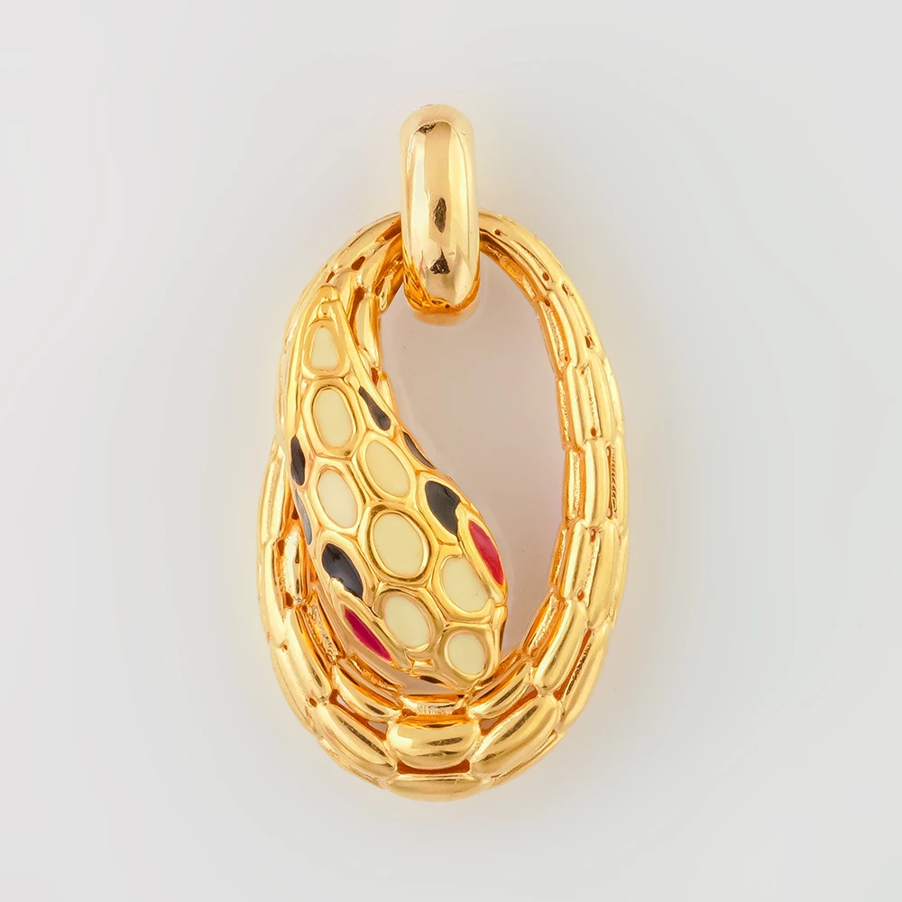 Подвес с эмалью из желтого золота 750 пробы
