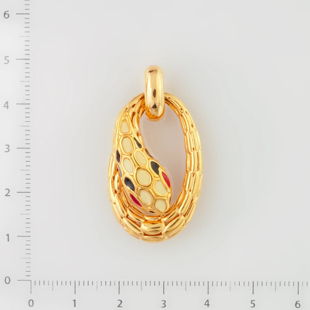 Подвес с эмалью из желтого золота 750 пробы