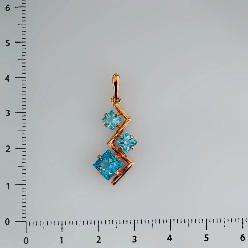 Подвес с топазом из красного золота 585 пробы