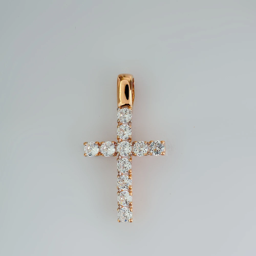 Подвес с фианитом из красного золота 585 пробы