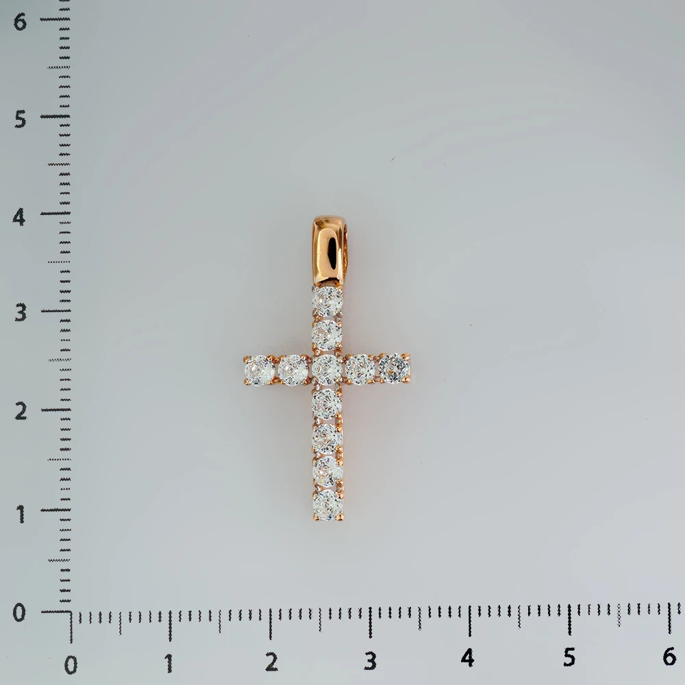 Подвес с фианитом из красного золота 585 пробы