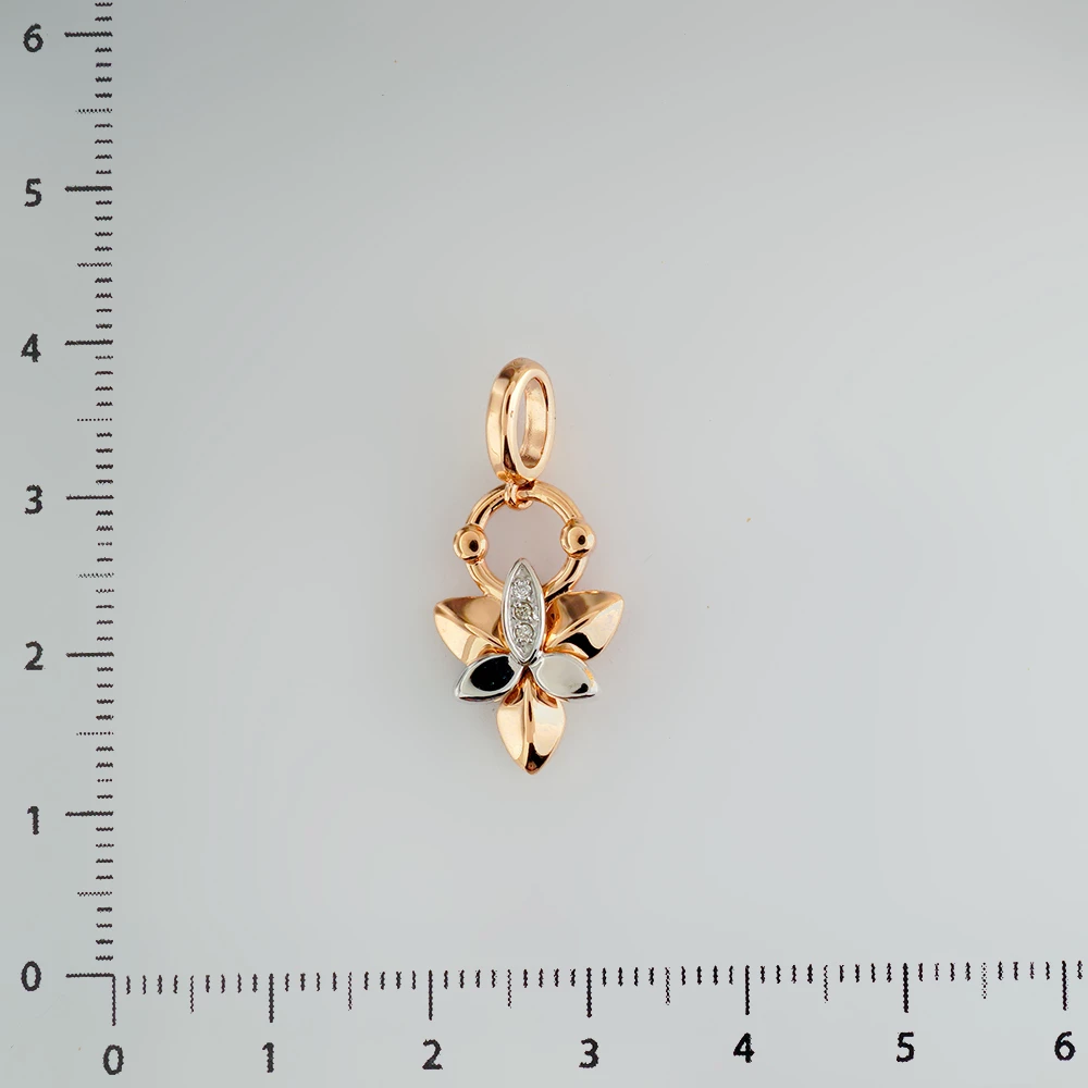 Подвес с бриллиантом из красного золота 585 пробы