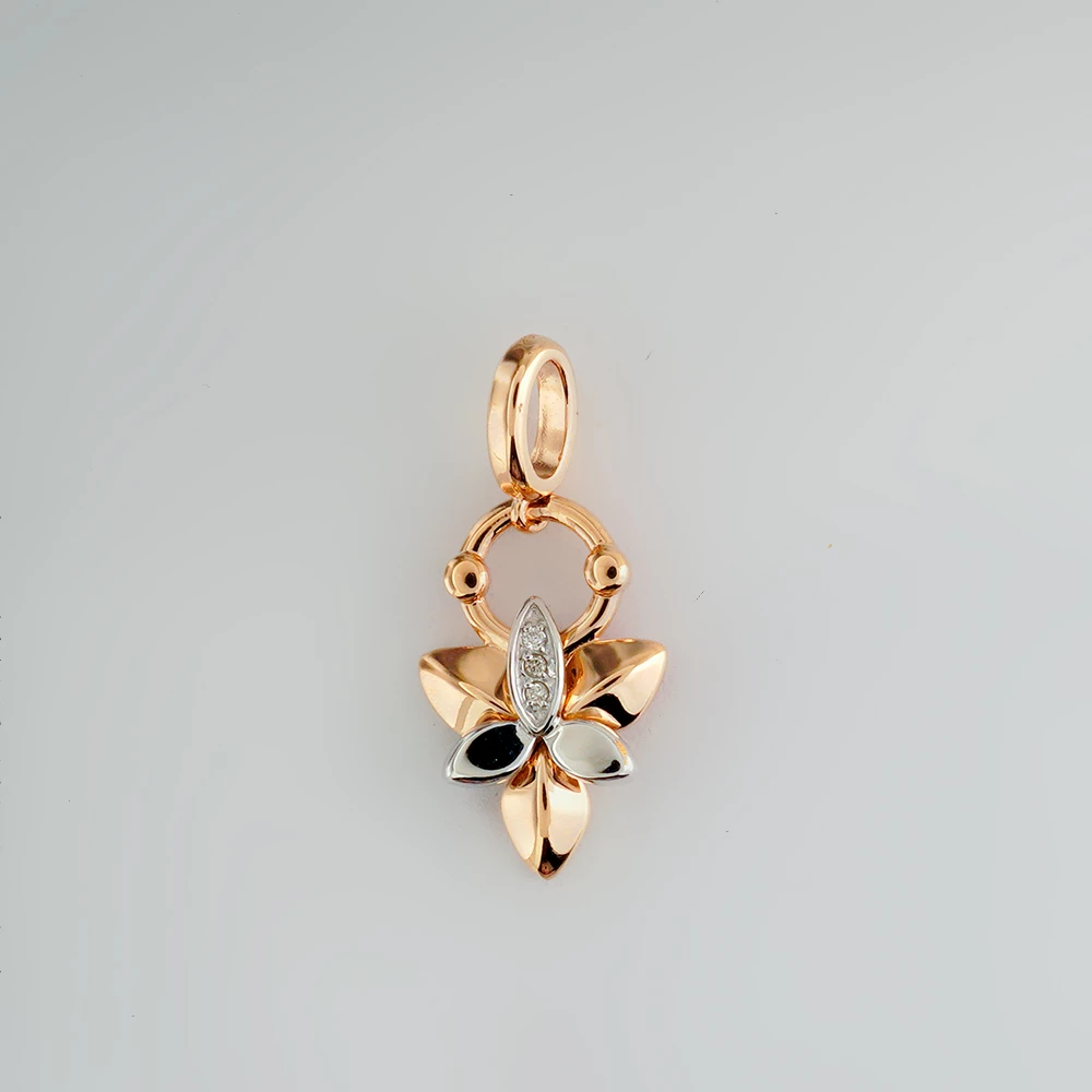 Подвес с бриллиантом из красного золота 585 пробы