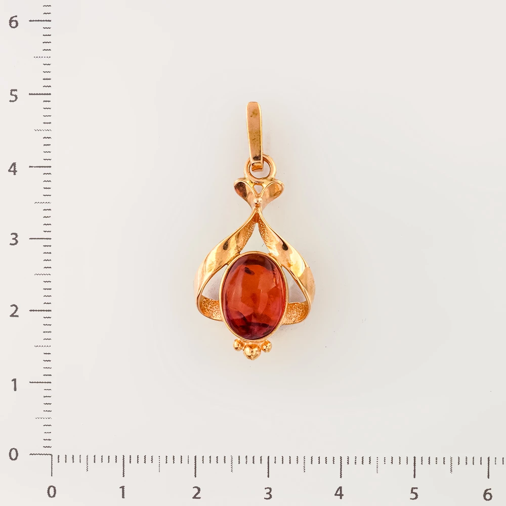 Подвес с янтарем из красного золота 585 пробы