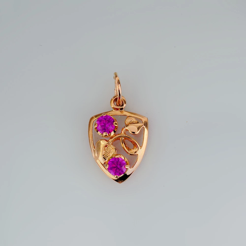 Подвес с фианитом из красного золота 585 пробы