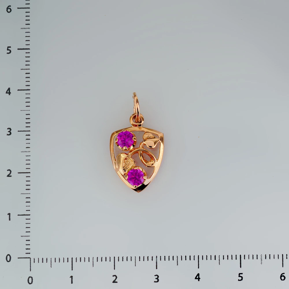 Подвес с фианитом из красного золота 585 пробы