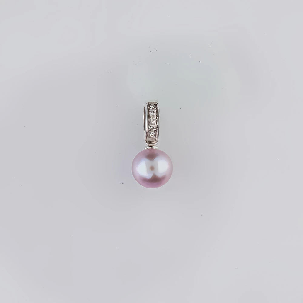 Подвес с культивированным жемчугом из белого золота 585 пробы