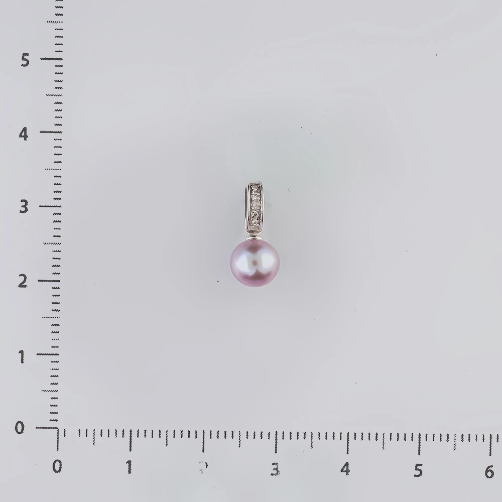 Подвес с культивированным жемчугом из белого золота 585 пробы