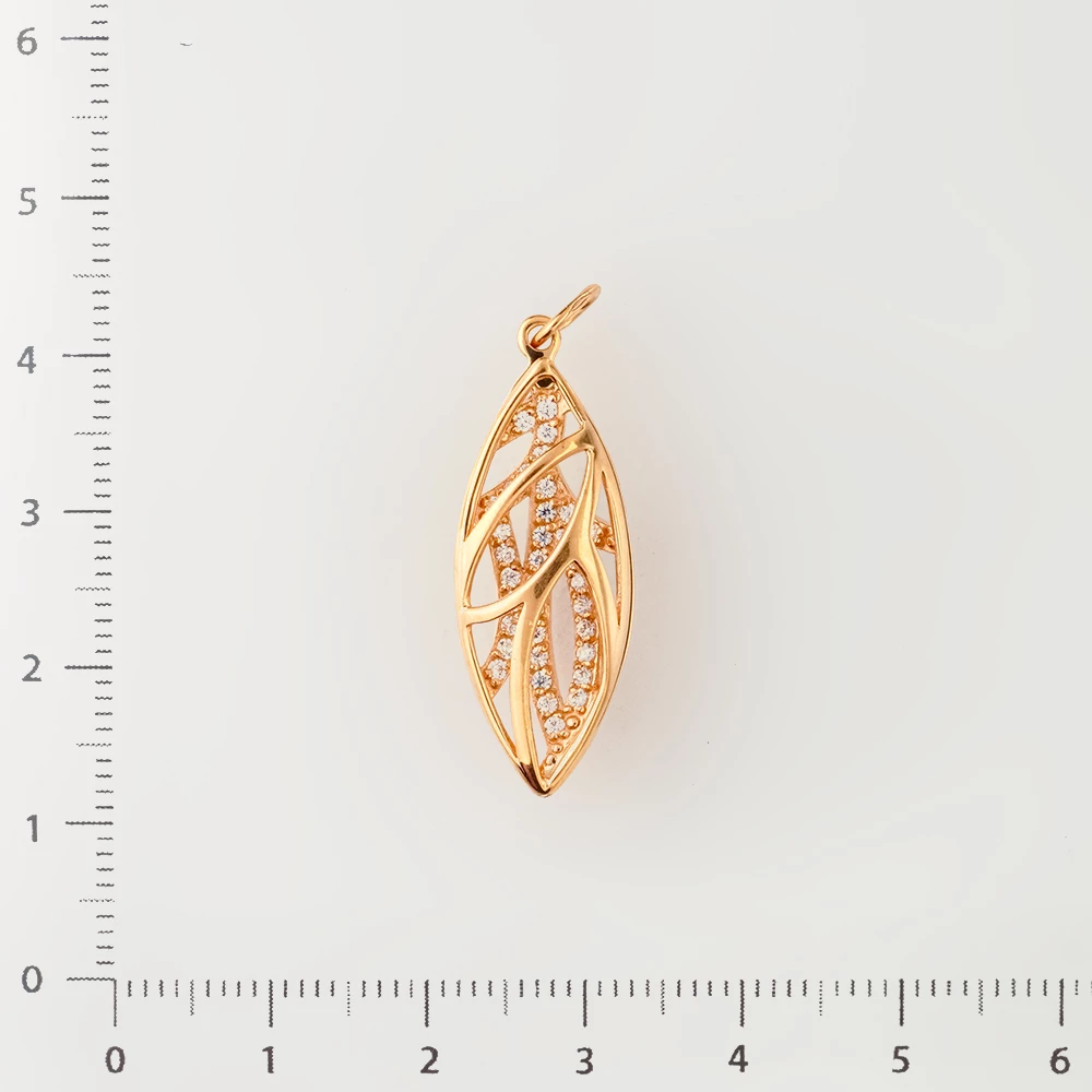 Подвес с фианитом из красного золота 585 пробы