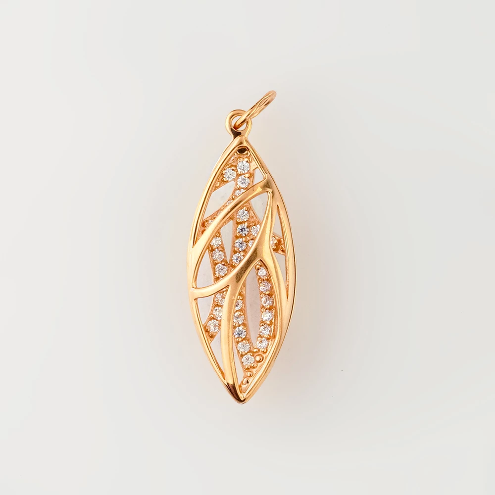 Подвес с фианитом из красного золота 585 пробы