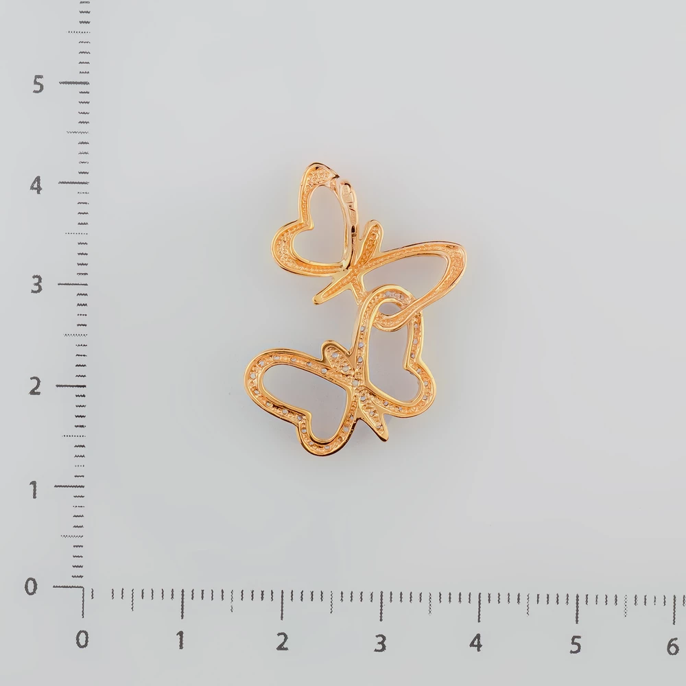 Подвес с фианитом из красного золота 585 пробы