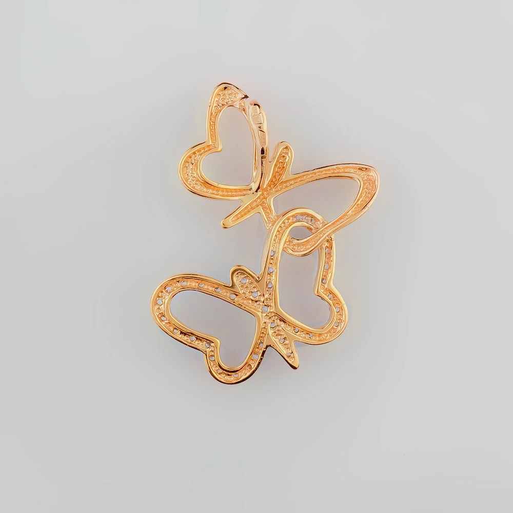 Подвес с фианитом из красного золота 585 пробы