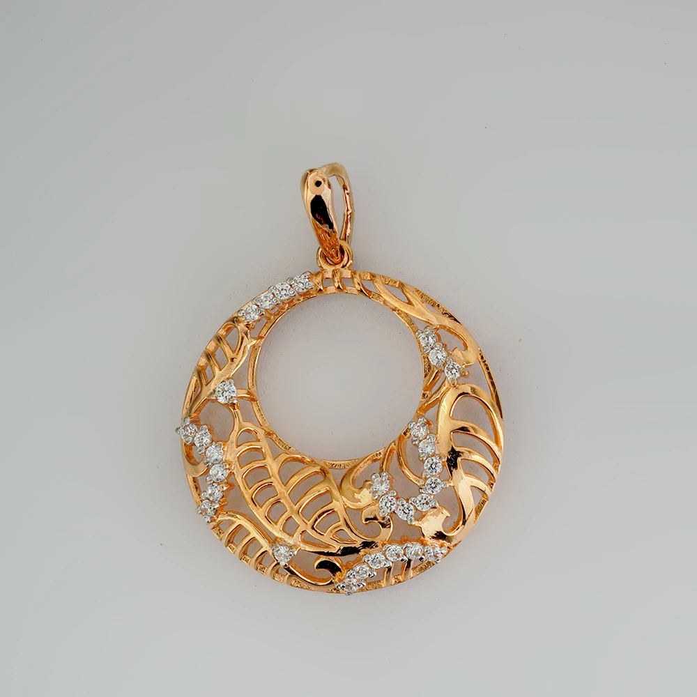 Подвес с фианитом из красного золота 585 пробы